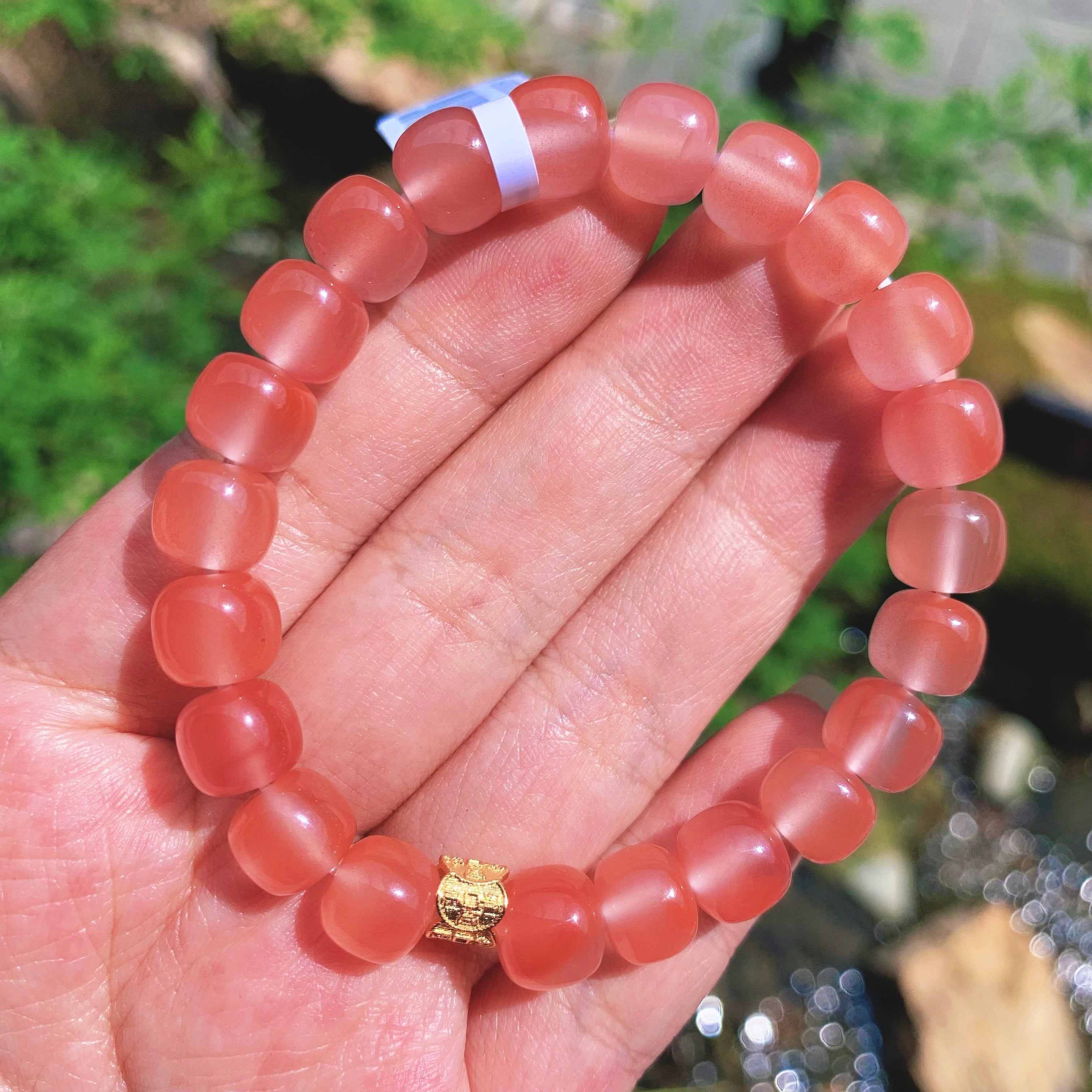 Frosted Rose Nanhong Red Agate Bead Bracelet main product photo