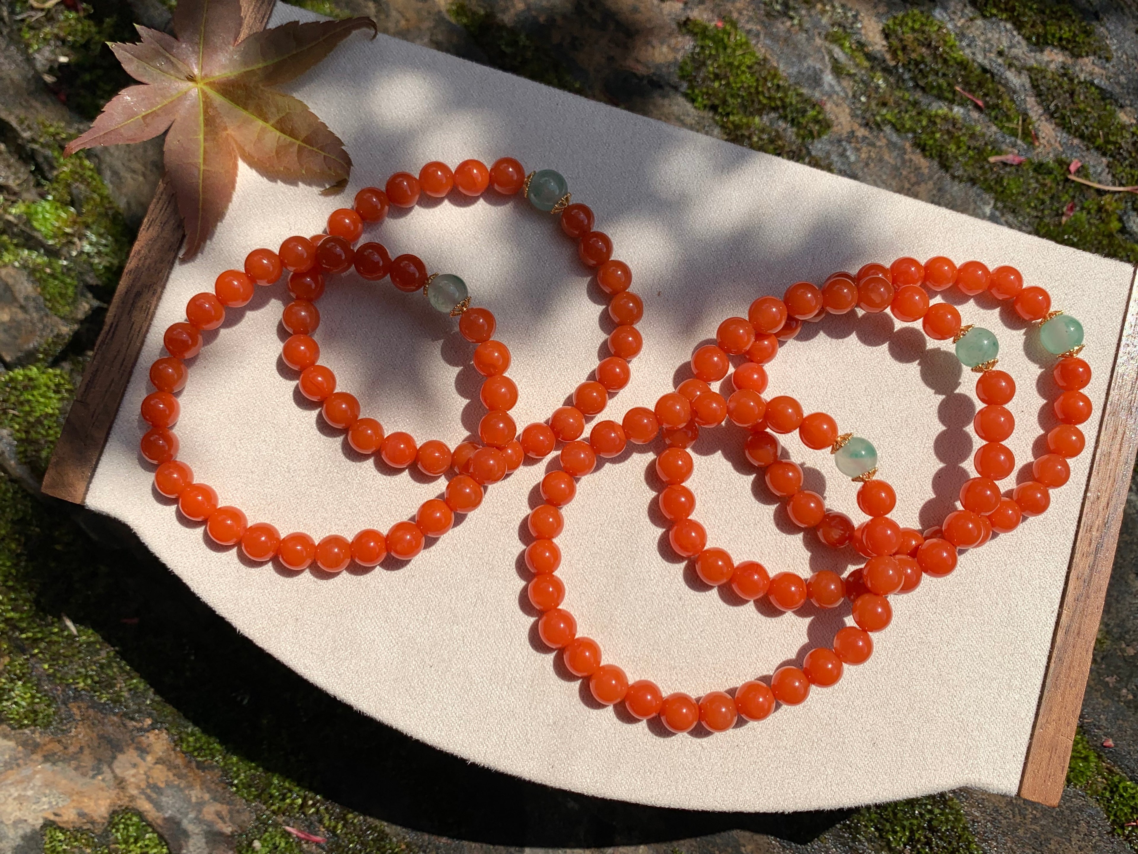 Layered Nanhong Red Agate Bead Bracelet Set main product photo