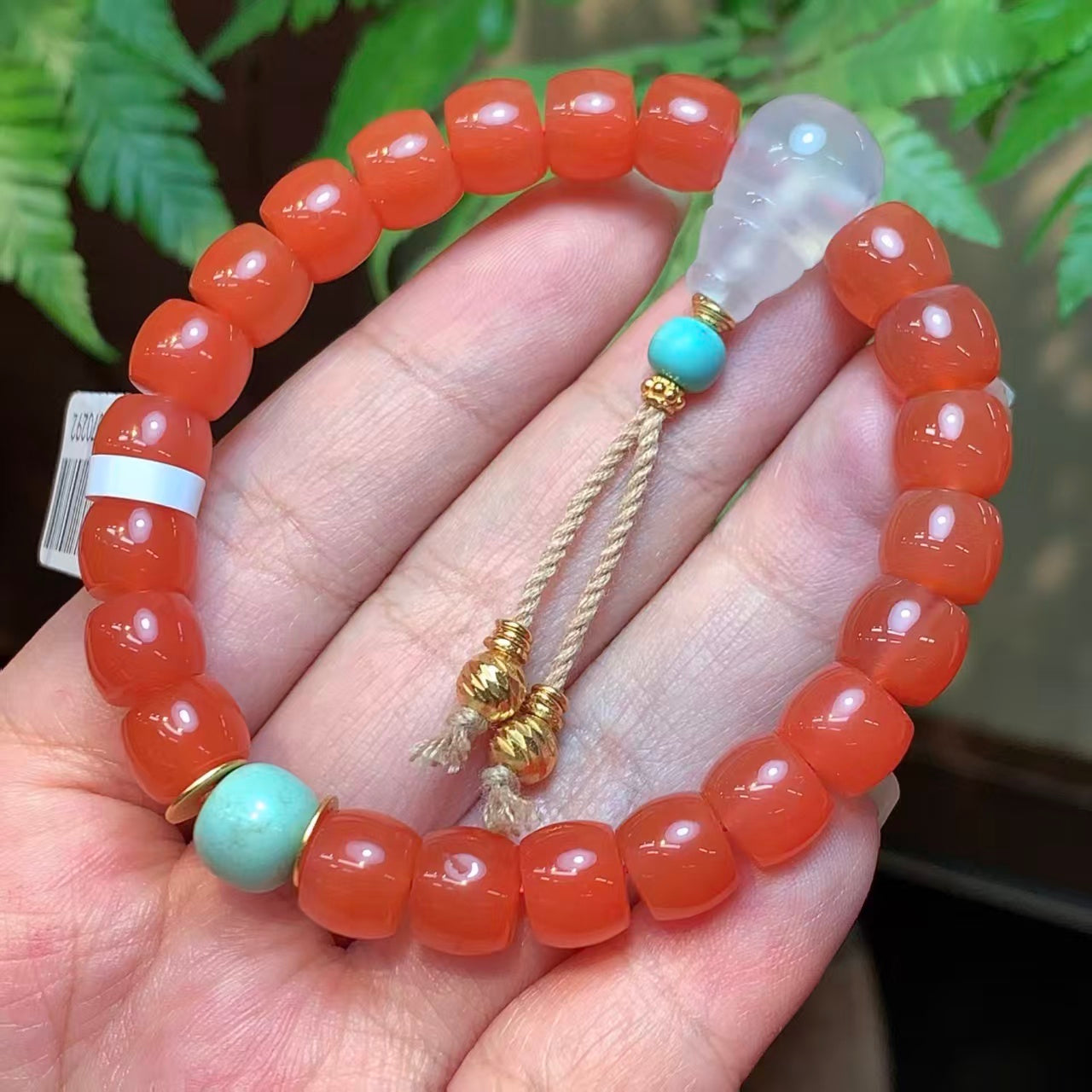 Turquoise Accent Nanhong Red Agate Bracelet main product photo