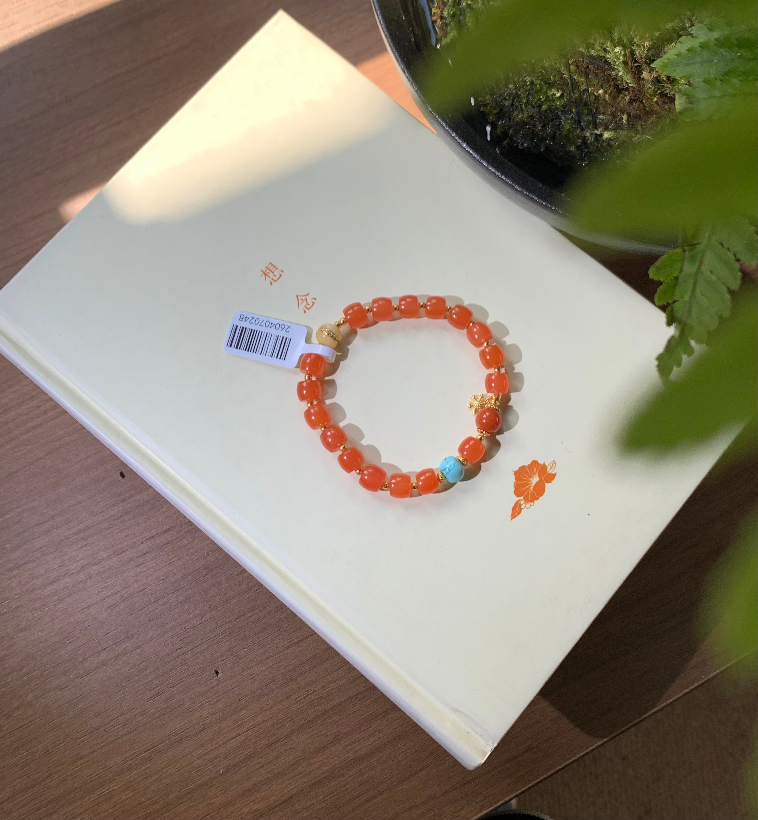 Gold Charm Nanhong Red Agate Bracelet main product photo