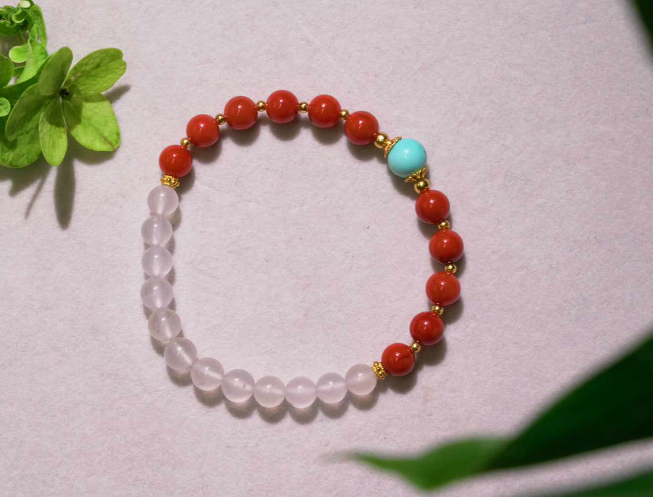 Red Nanhong Red Agate and Rose Quartz Bracelet main product photo