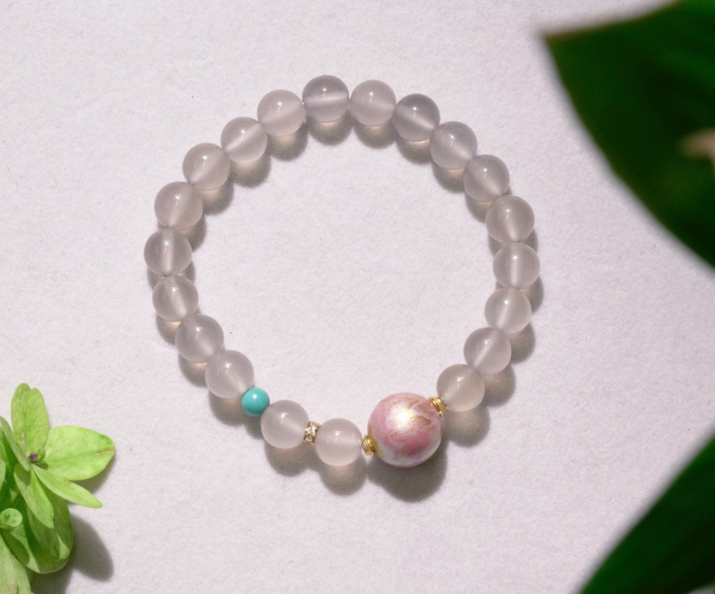 Soft Pink Nanhong Red Agate Pearl Accent Bracelet main product photo