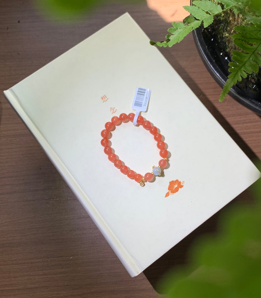 Lotus Charm Nanhong Red Agate Bracelet main product photo
