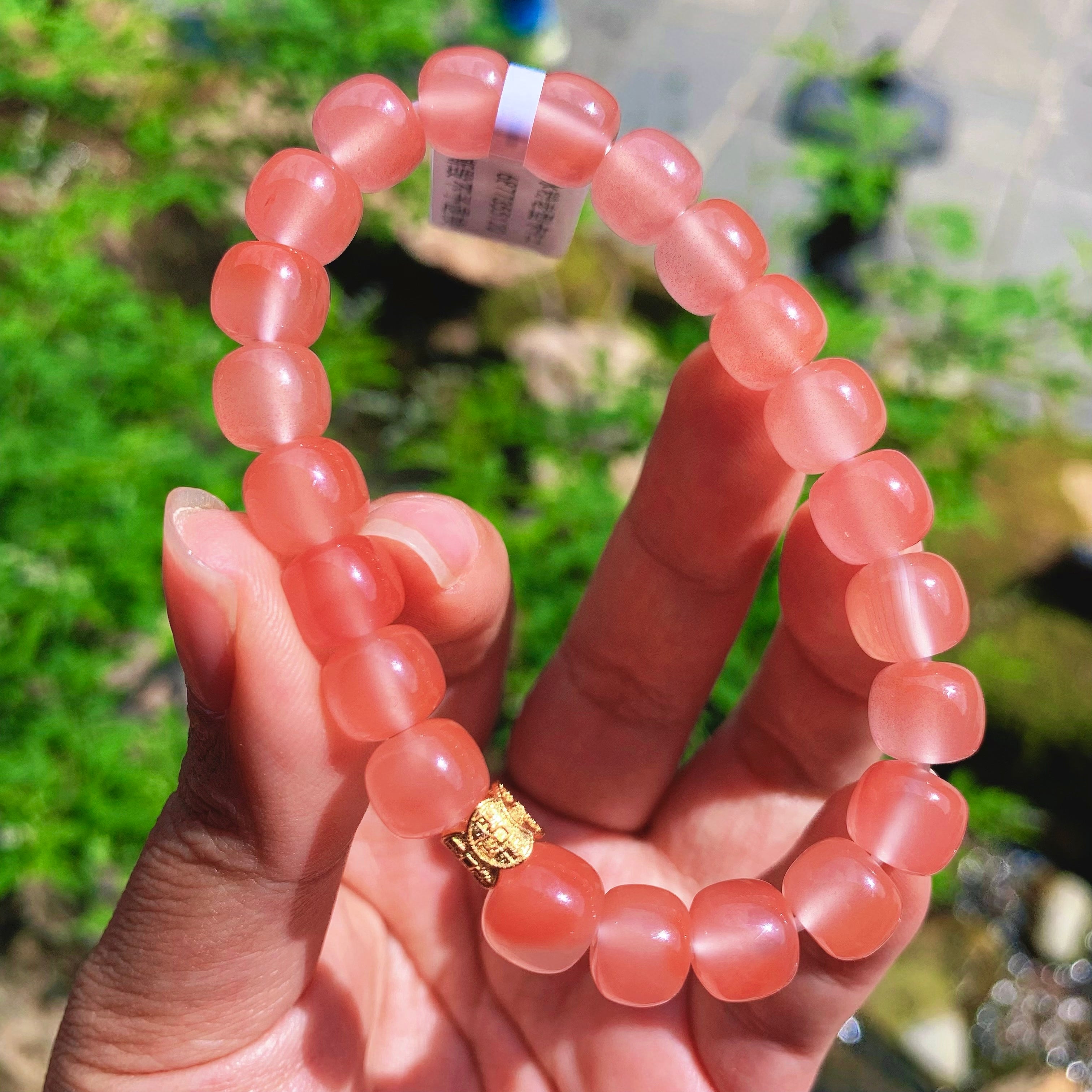 Frosted Rose Nanhong Red Agate Bead Bracelet product detail photo