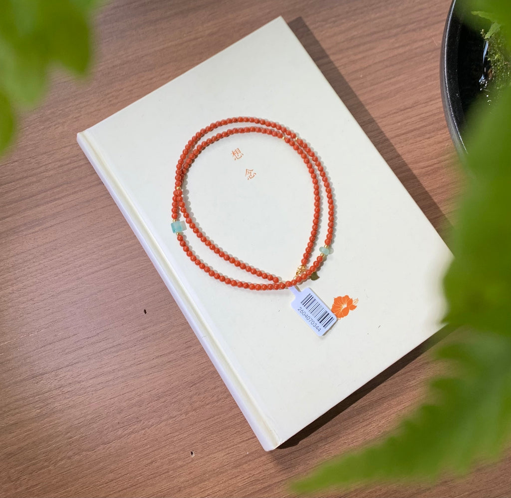 Double Wrap Nanhong Red Agate Cord Bracelet product detail photo