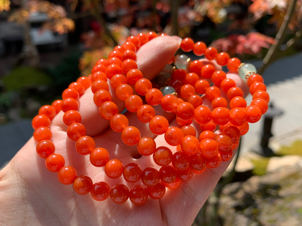 Layered Nanhong Red Agate Bead Bracelet Set product detail photo