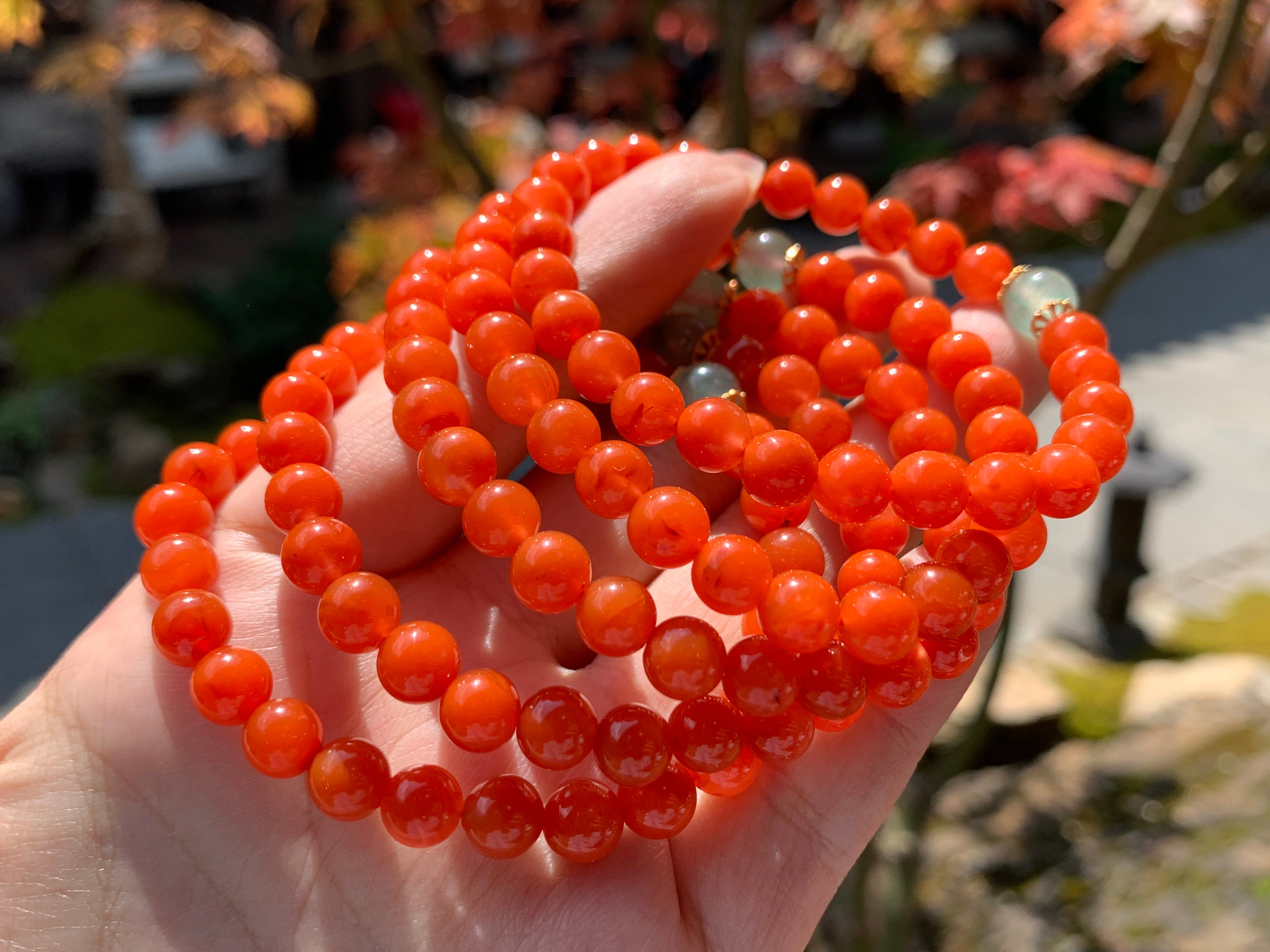 Layered Nanhong Red Agate Bead Bracelet Set product detail photo