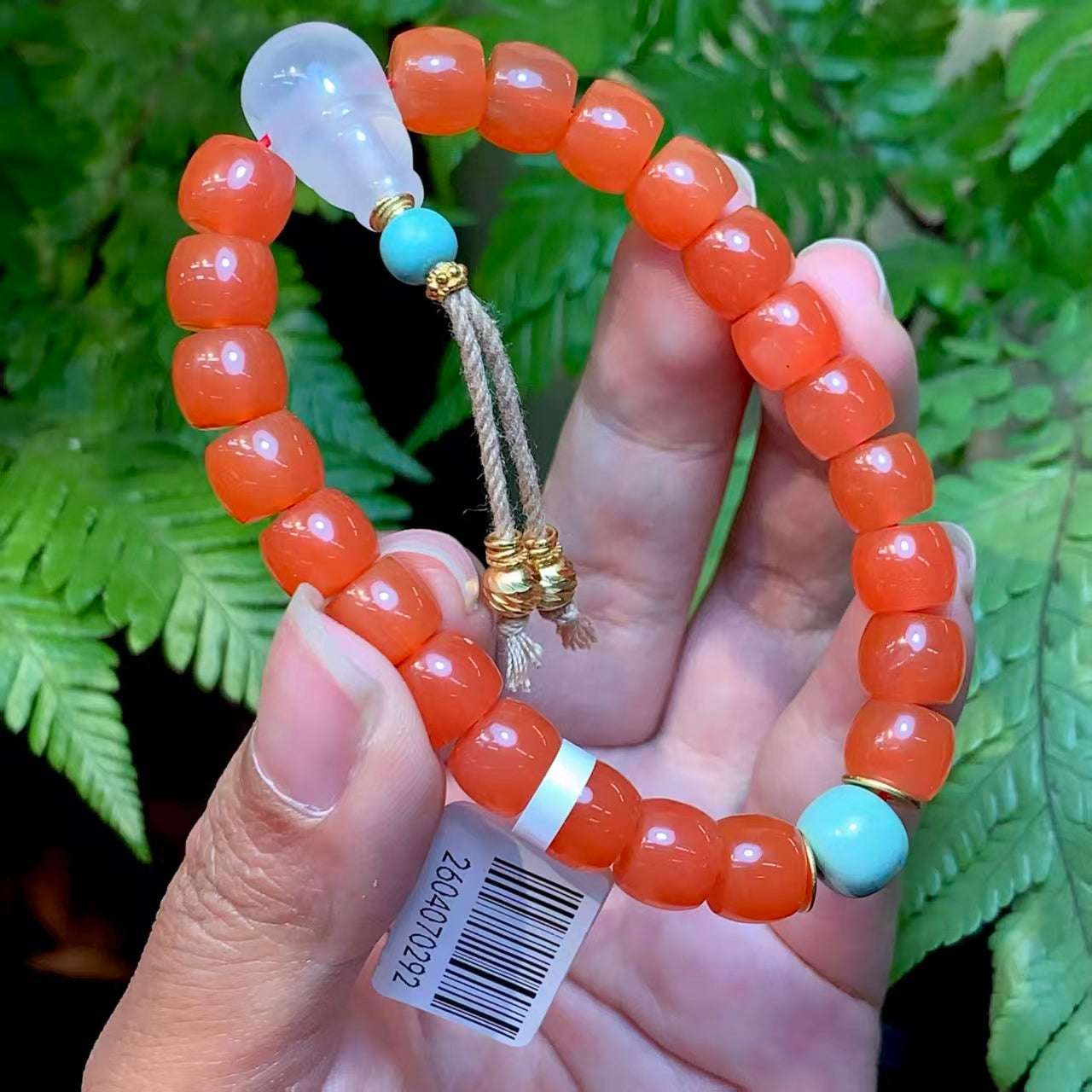 Turquoise Accent Nanhong Red Agate Bracelet product detail photo