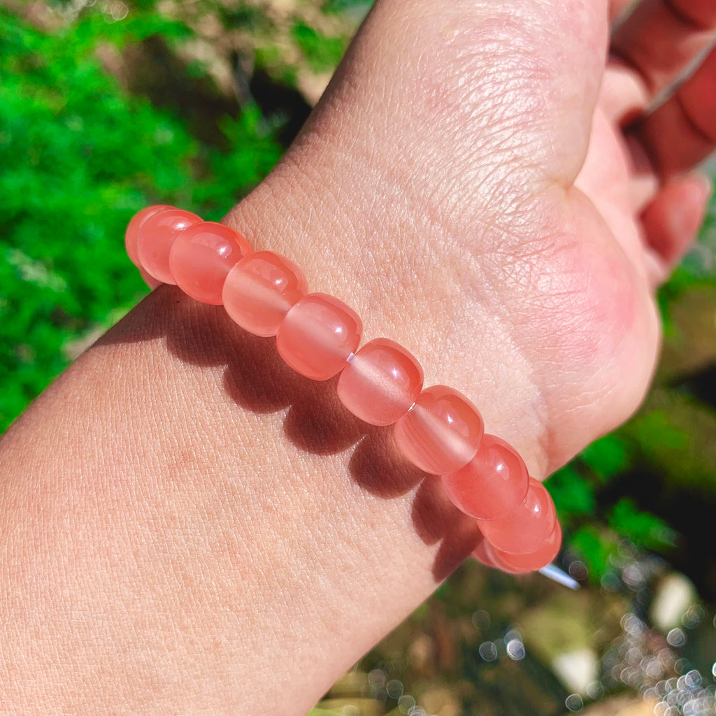 Frosted Rose Nanhong Red Agate Bead Bracelet product detail photo