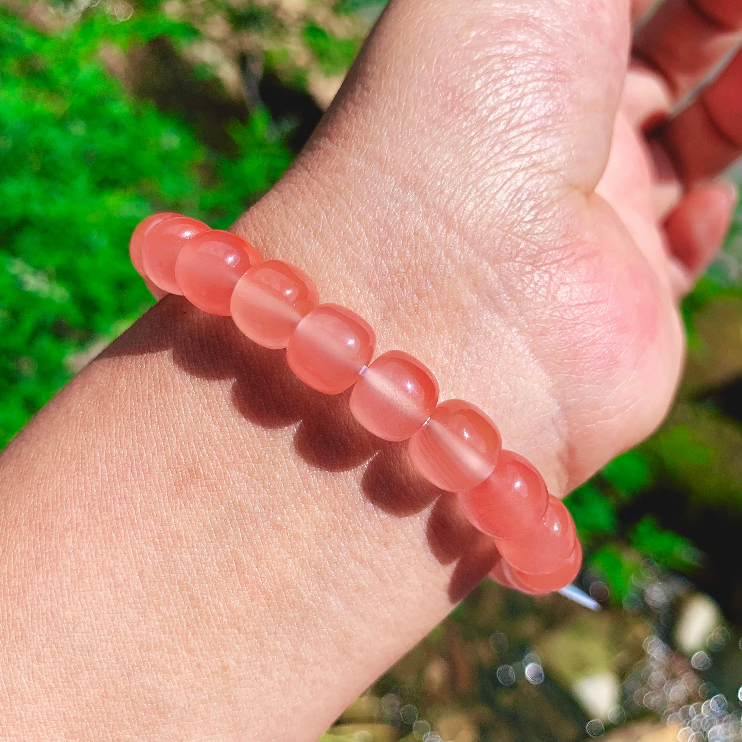Frosted Rose Nanhong Red Agate Bead Bracelet product detail photo