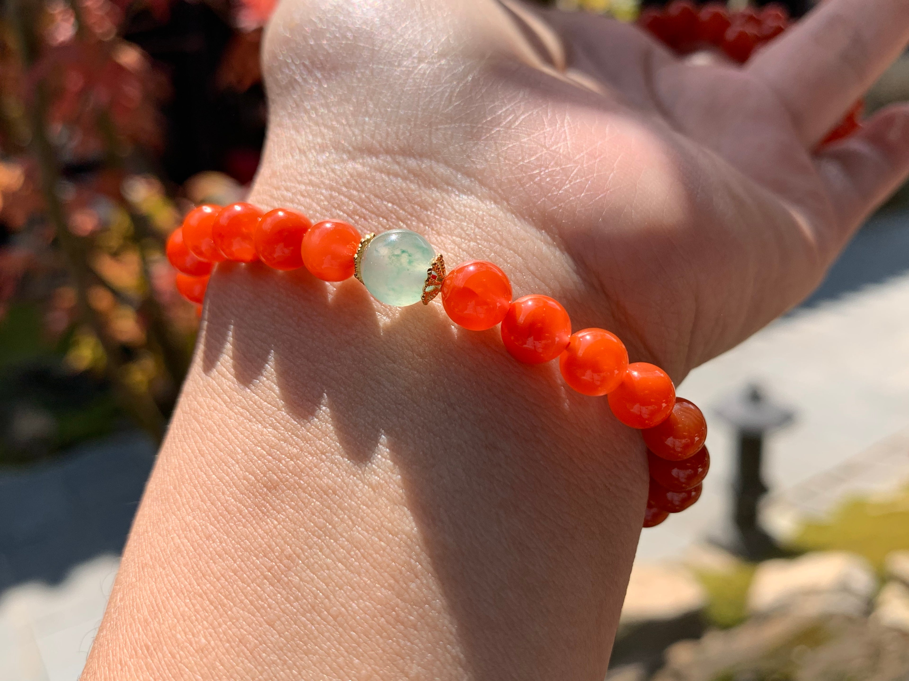 Layered Nanhong Red Agate Bead Bracelet Set product detail photo