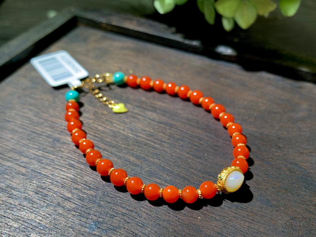 Classic Nanhong Red Agate Round Bead Bracelet product detail photo