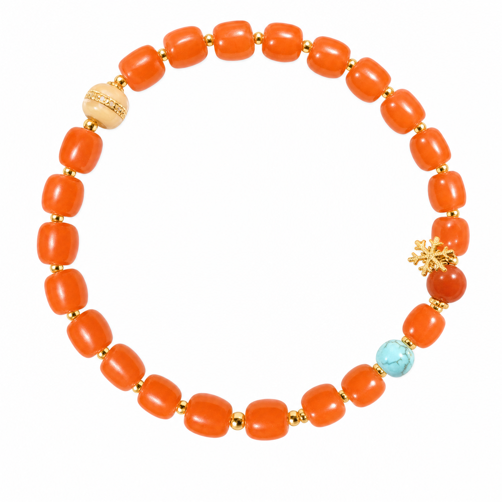 Gold Charm Nanhong Red Agate Bracelet main product photo