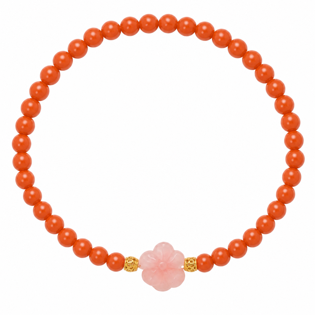 Minimal Nanhong Red Agate Charm Bracelet