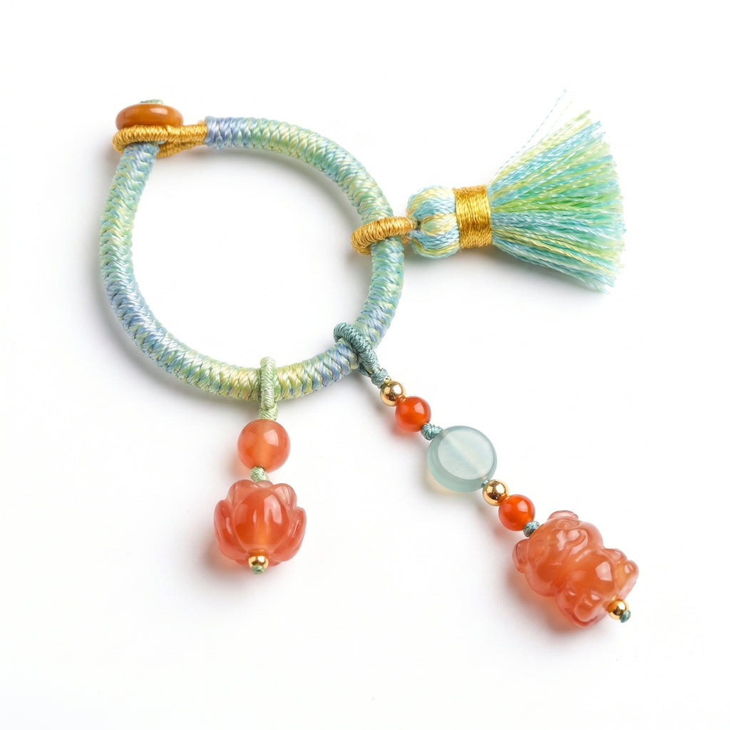 Green Cord Nanhong Red Agate Charm Bracelet main product photo