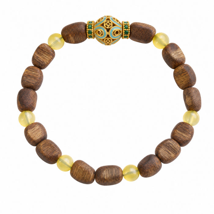 Agarwood Bracelet with Citrine Accent Beads
