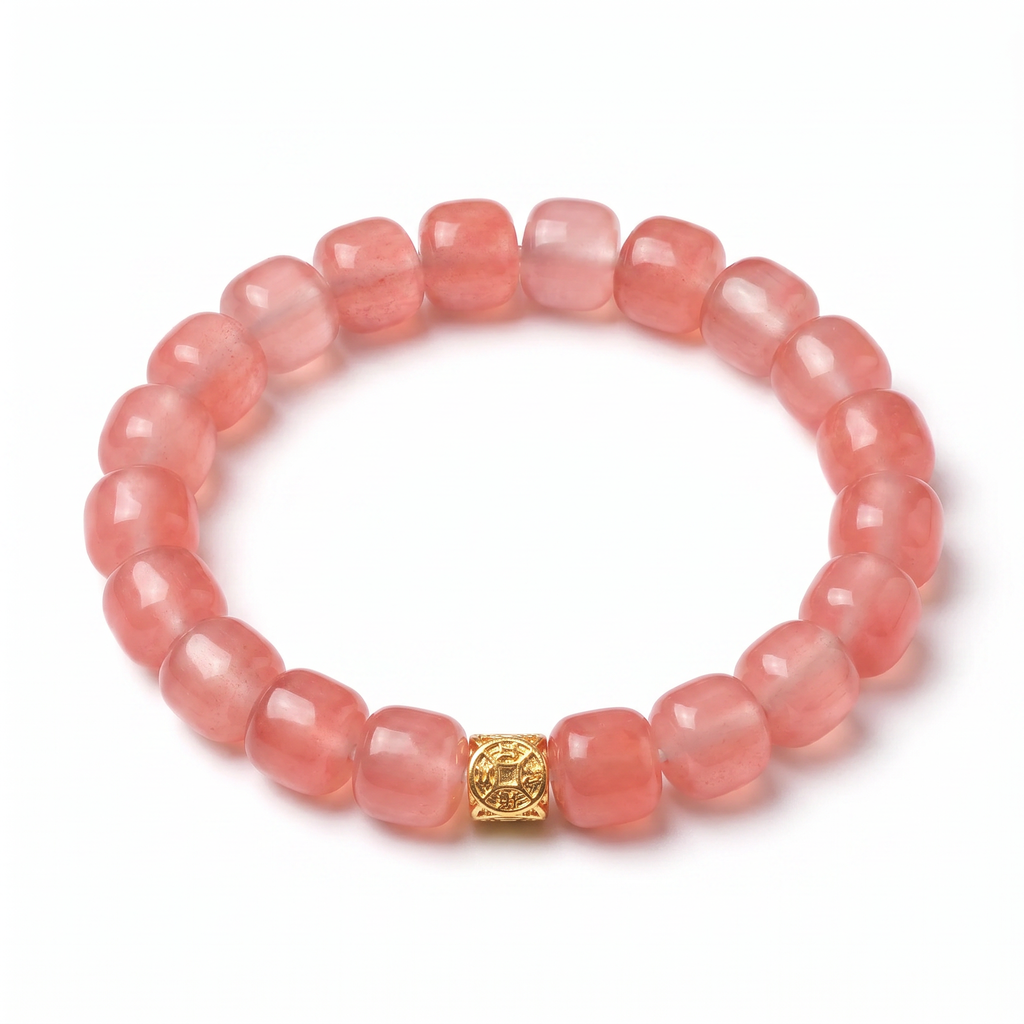 Frosted Rose Nanhong Red Agate Bead Bracelet main product photo