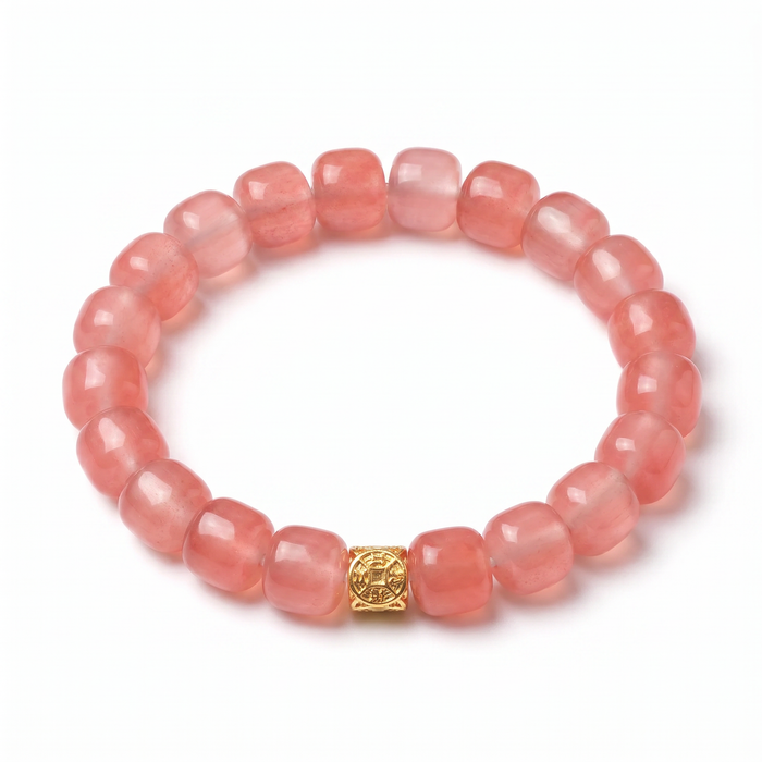Frosted Rose Nanhong Red Agate Bead Bracelet