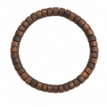 Slim natural agarwood barrel bead bracelet on white background