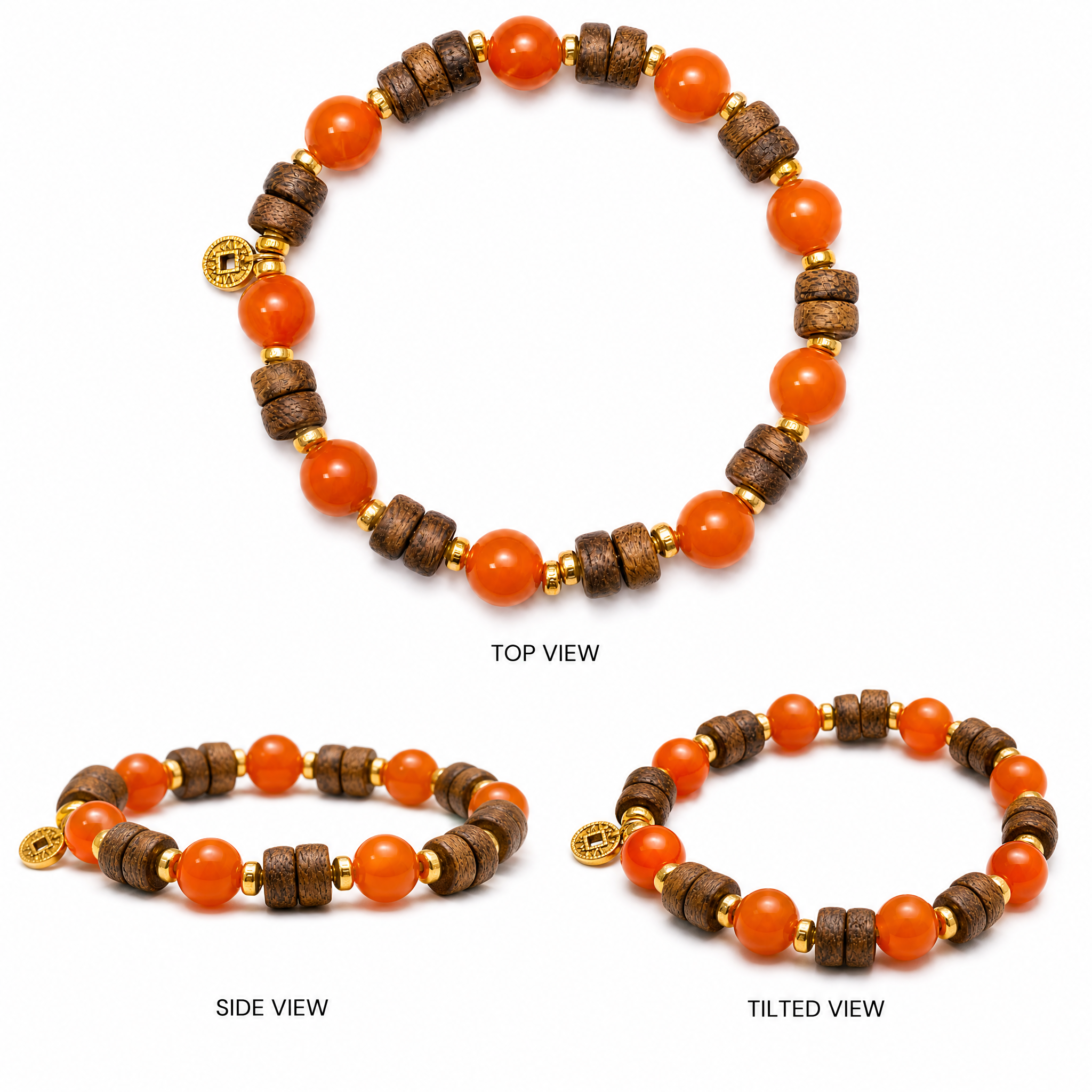 Tiger Eye Nanhong Red Agate Charm Bracelet detail photo 2