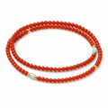 Double Wrap Nanhong Red Agate Cord Bracelet on white background
