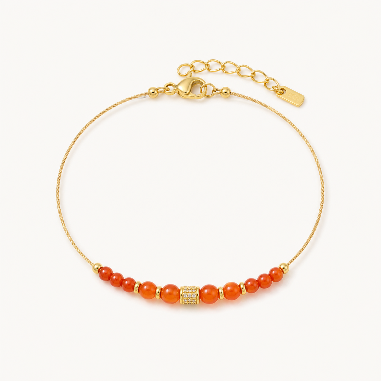 Gold-Tone Wire Nanhong Red Agate Stack Bracelet single product image 1