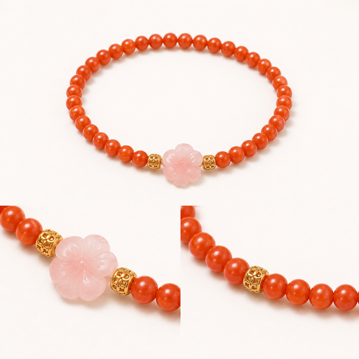 Minimal Nanhong Red Agate Charm Bracelet product detail 1