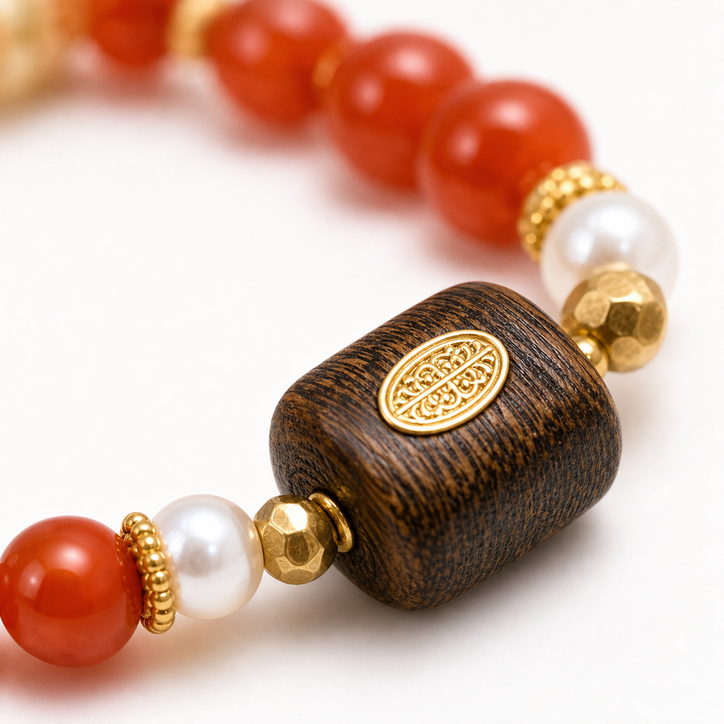 Antique Gold-Tone Nanhong Red Agate Bracelet product detail 2