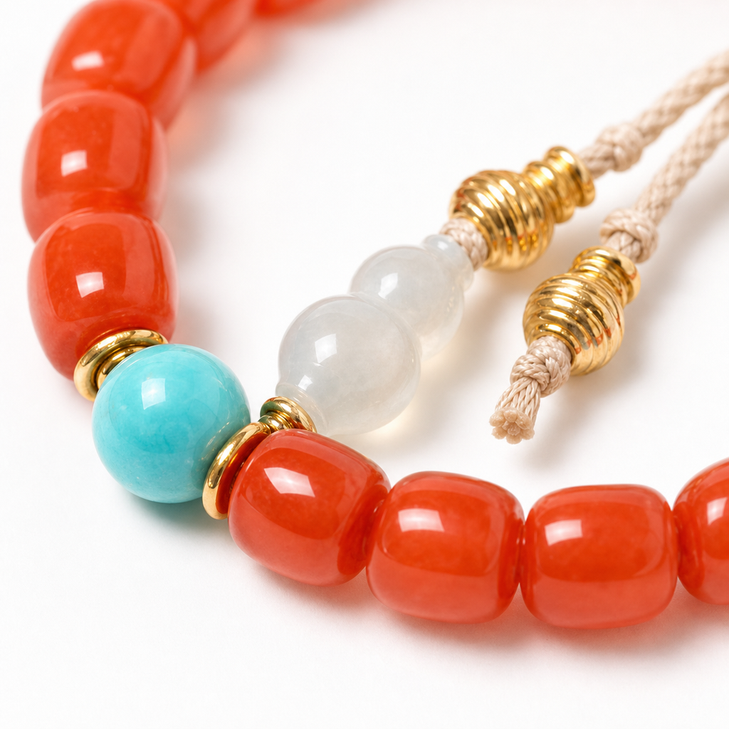 Turquoise-Tone Accent Nanhong Red Agate Bracelet product detail 2