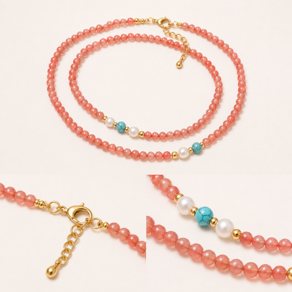 Long Nanhong Red Agate Bead Wrap Bracelet product detail 1