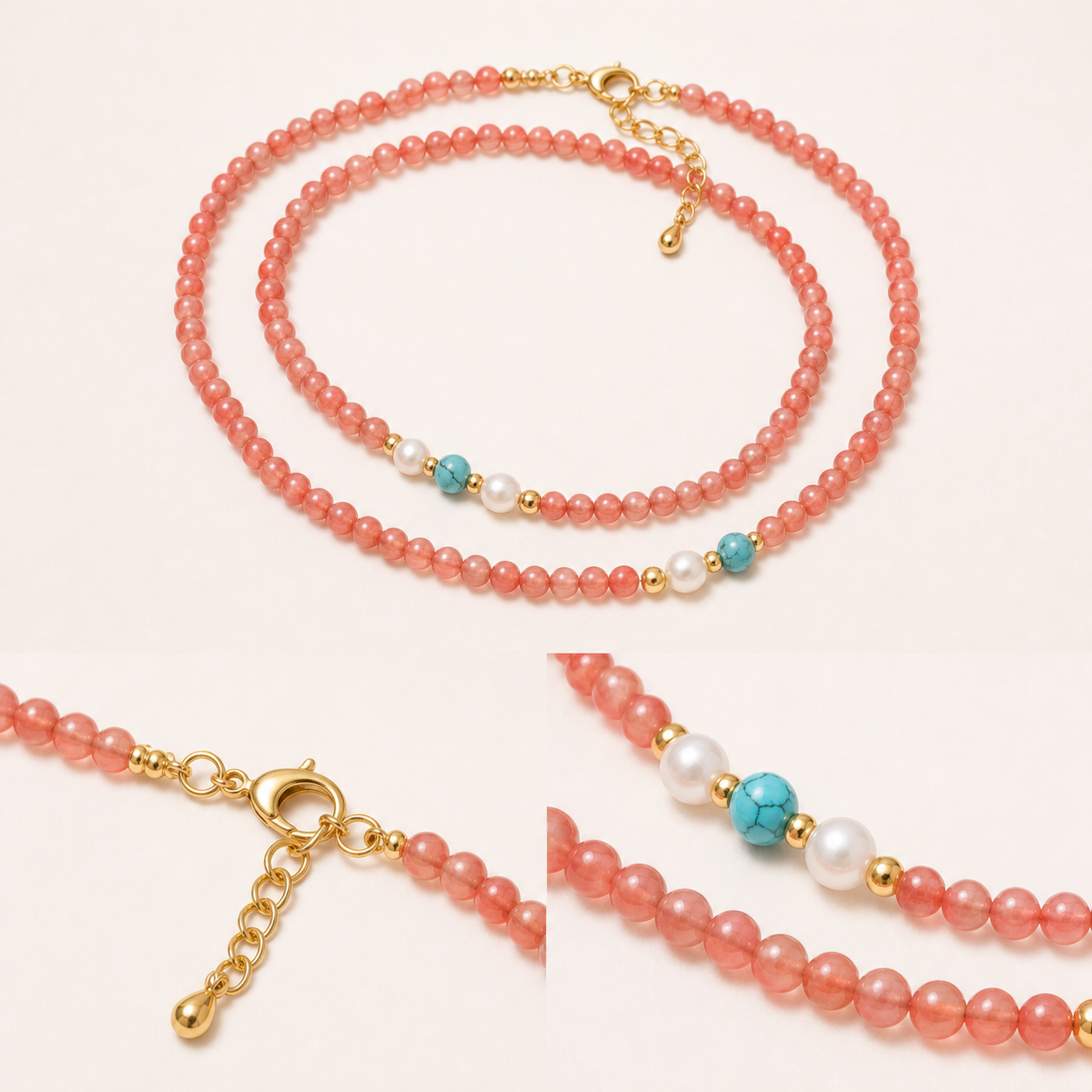 Long Nanhong Red Agate Bead Wrap Bracelet product detail 1