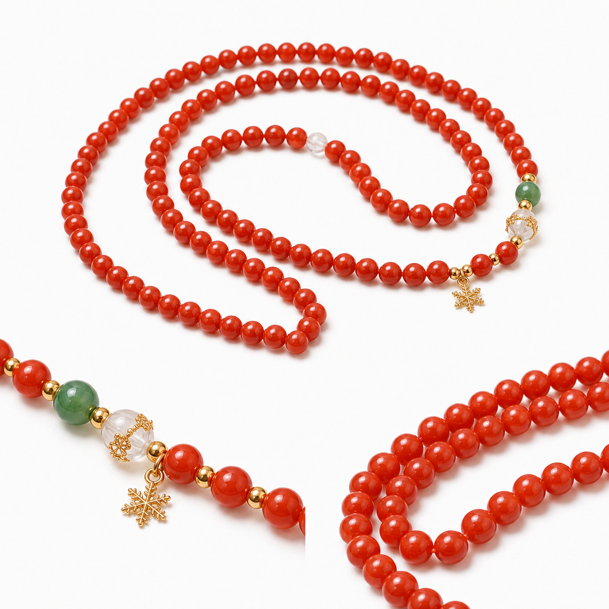 Long Nanhong Red Agate Mala Wrap Bracelet product detail 1