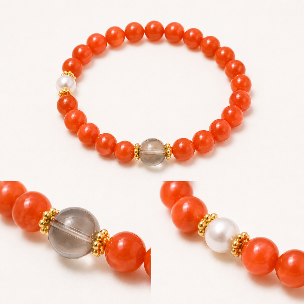 Wood Accent Nanhong Red Agate Bracelet product detail 1
