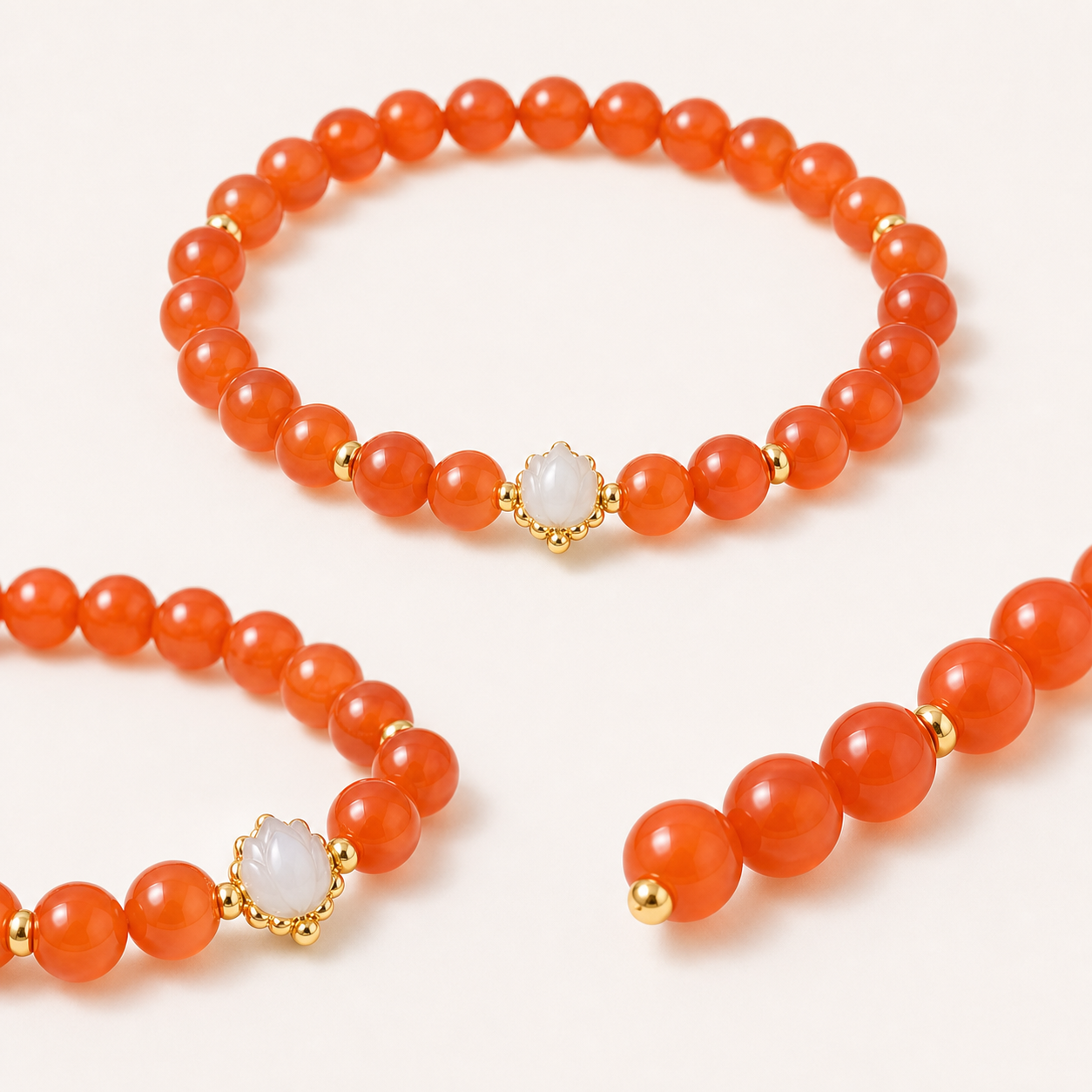 Lotus Charm Nanhong Red Agate Bracelet product detail 1