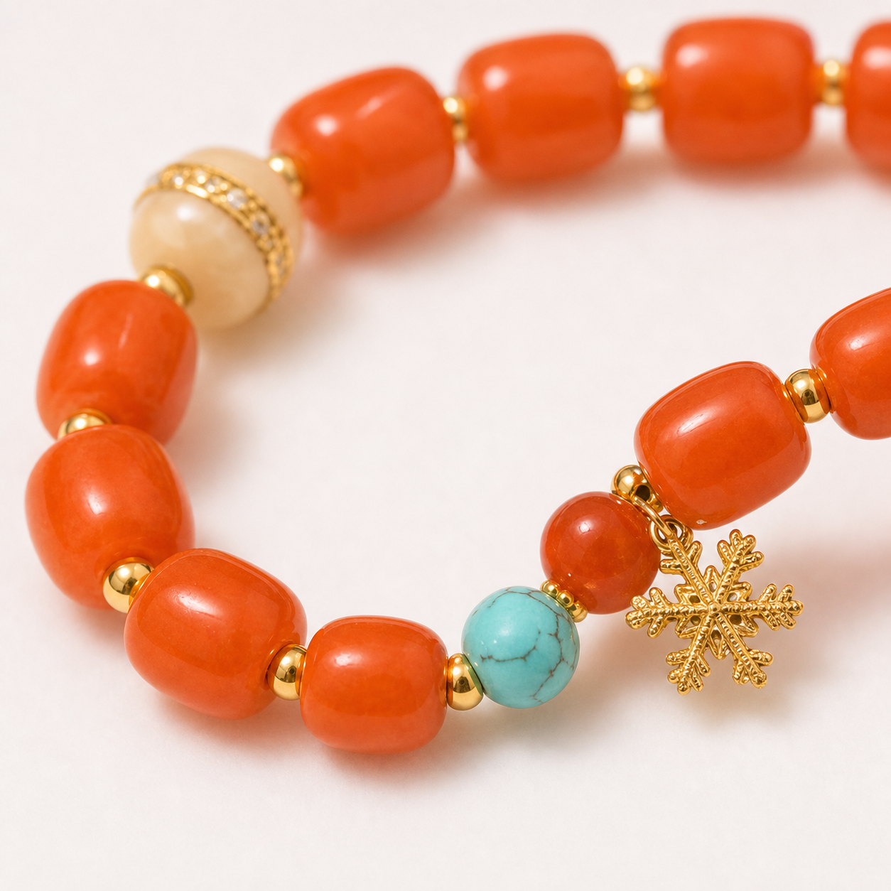 Gold-Tone Charm Nanhong Red Agate Bracelet product detail 2