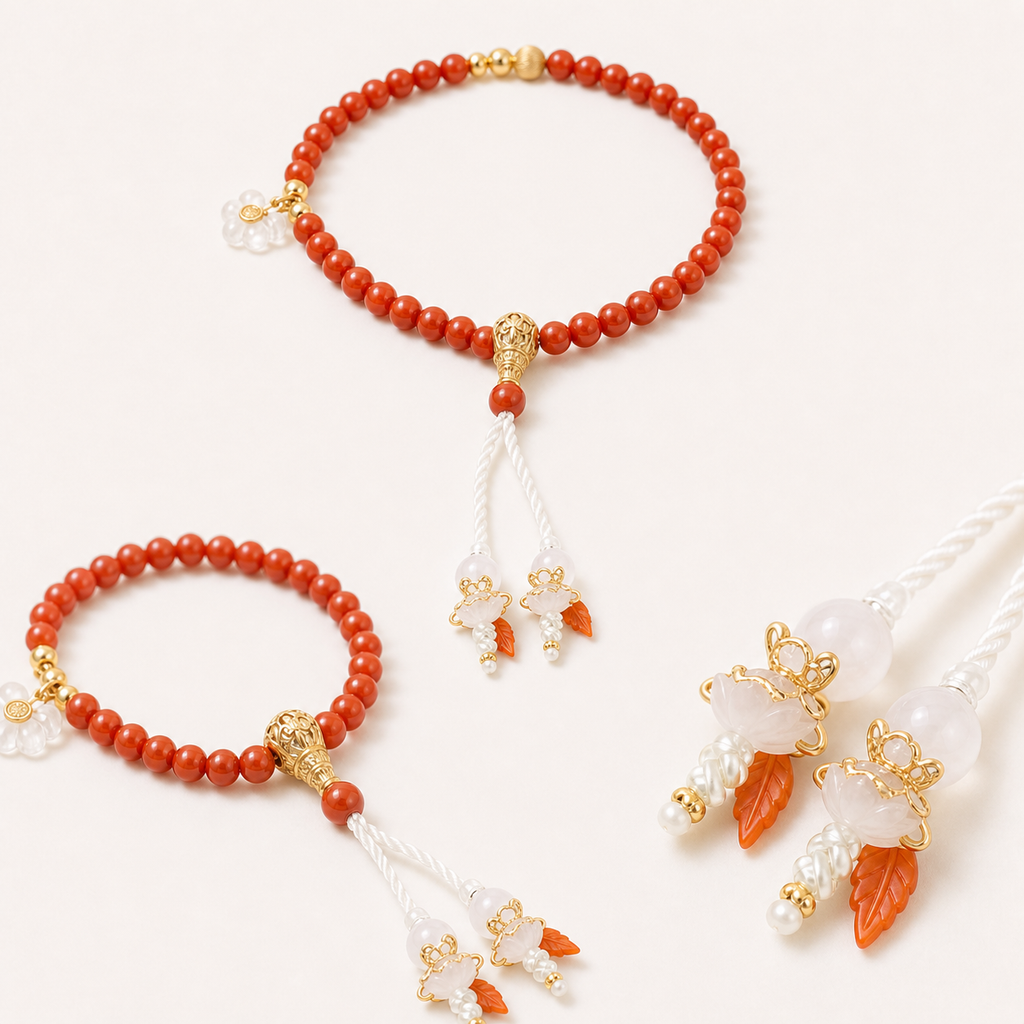 Flower Charm Nanhong Red Agate Bracelet product detail 1