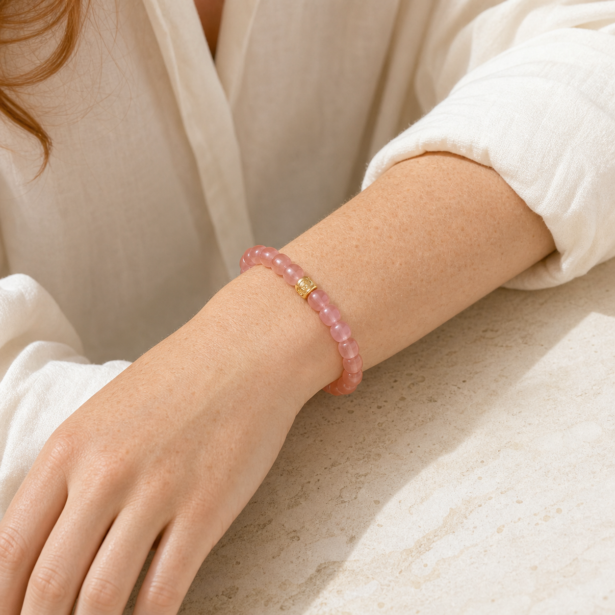 Frosted Rose Nanhong Red Agate Bead Bracelet product detail 3