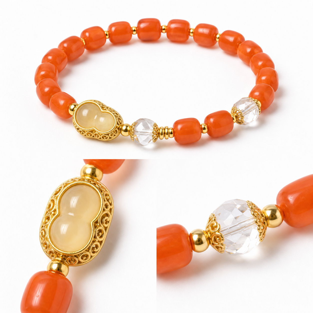 Citrine-Tone Charm Nanhong Red Agate Bracelet product detail 1