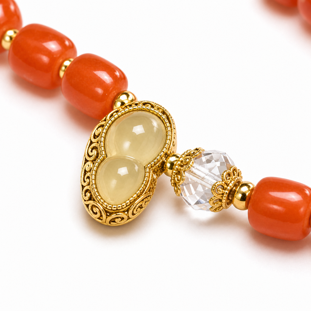Citrine-Tone Charm Nanhong Red Agate Bracelet product detail 2