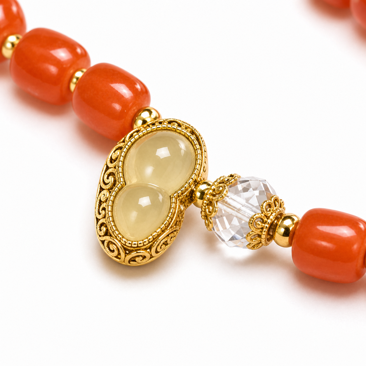 Citrine-Tone Charm Nanhong Red Agate Bracelet product detail 2