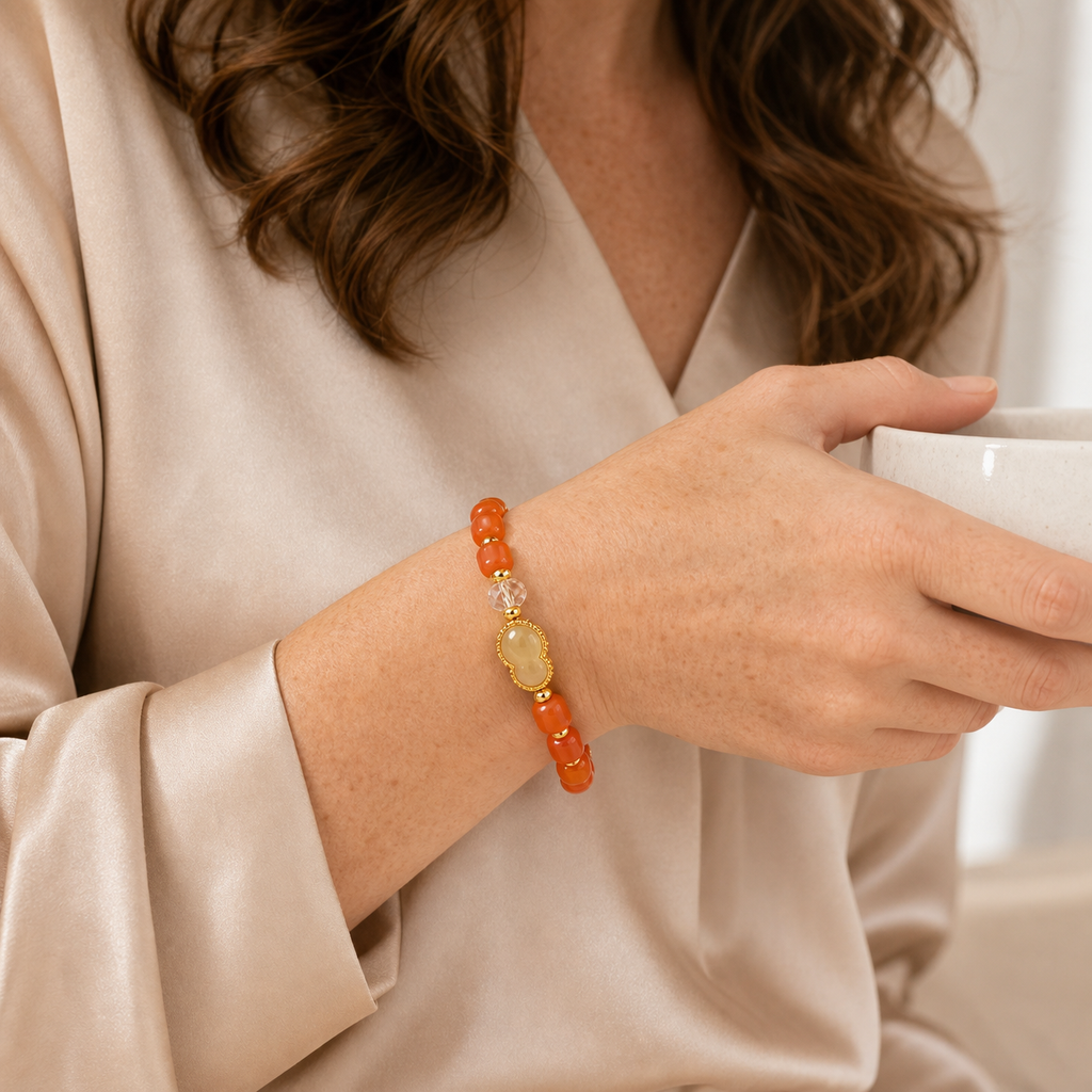 Citrine-Tone Charm Nanhong Red Agate Bracelet product detail 3