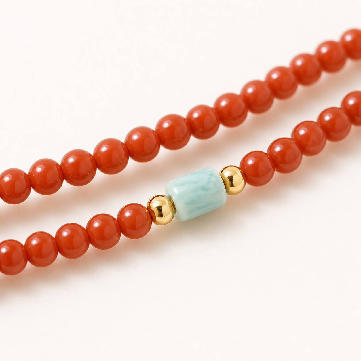 Double Wrap Nanhong Red Agate Cord Bracelet product detail 2