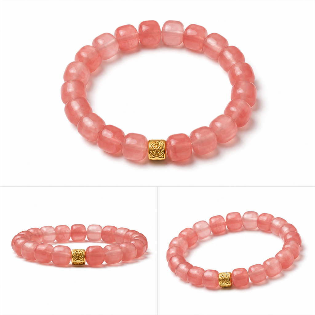 Frosted Rose Nanhong Red Agate Bead Bracelet product detail 1
