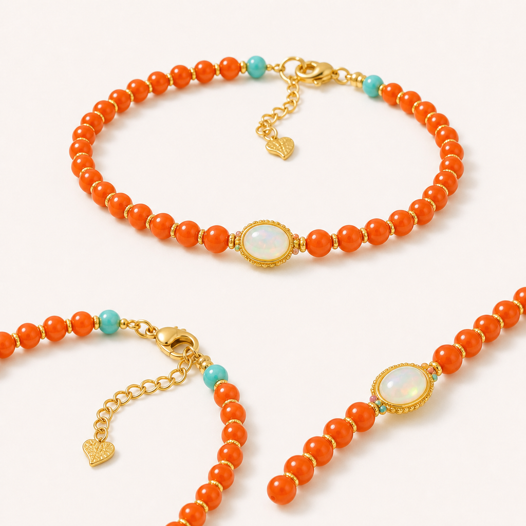Classic Nanhong Red Agate Round Bead Bracelet product detail 1