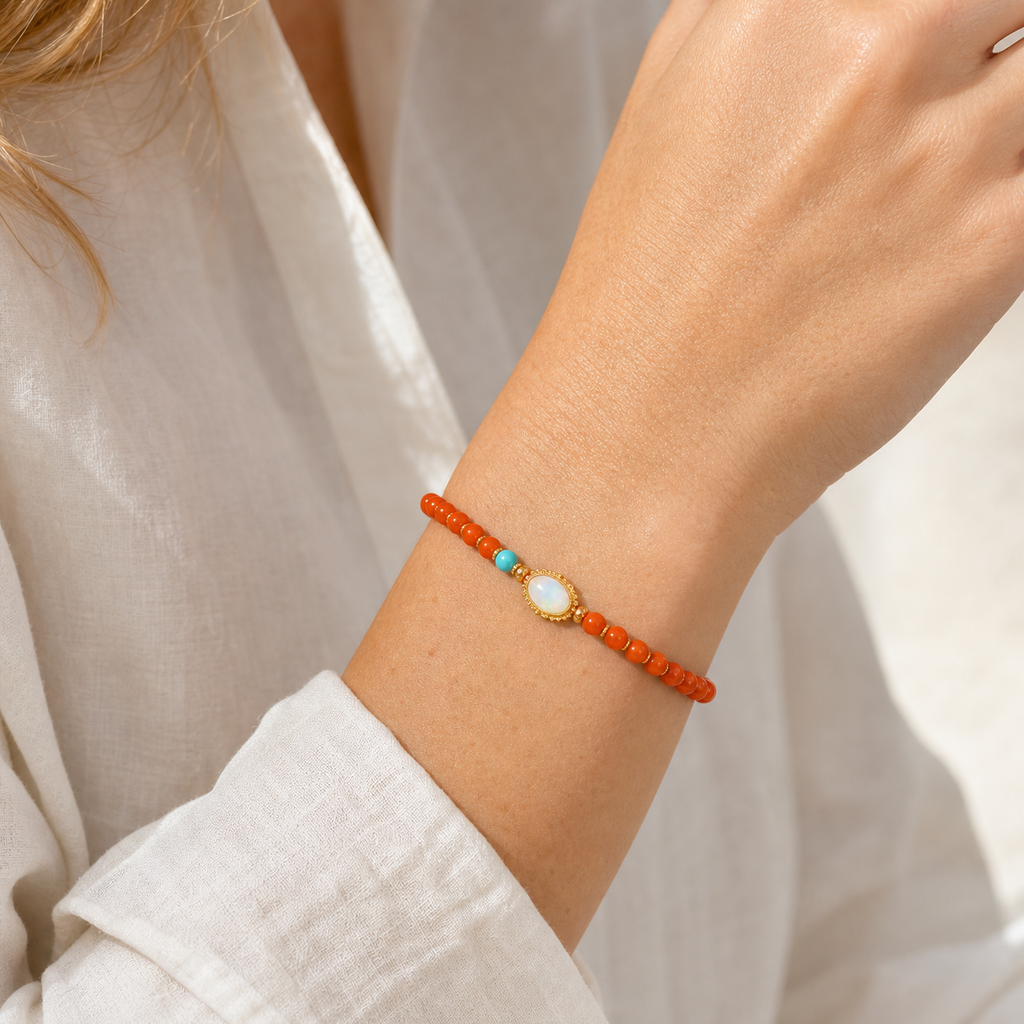 Classic Nanhong Red Agate Round Bead Bracelet product detail 3