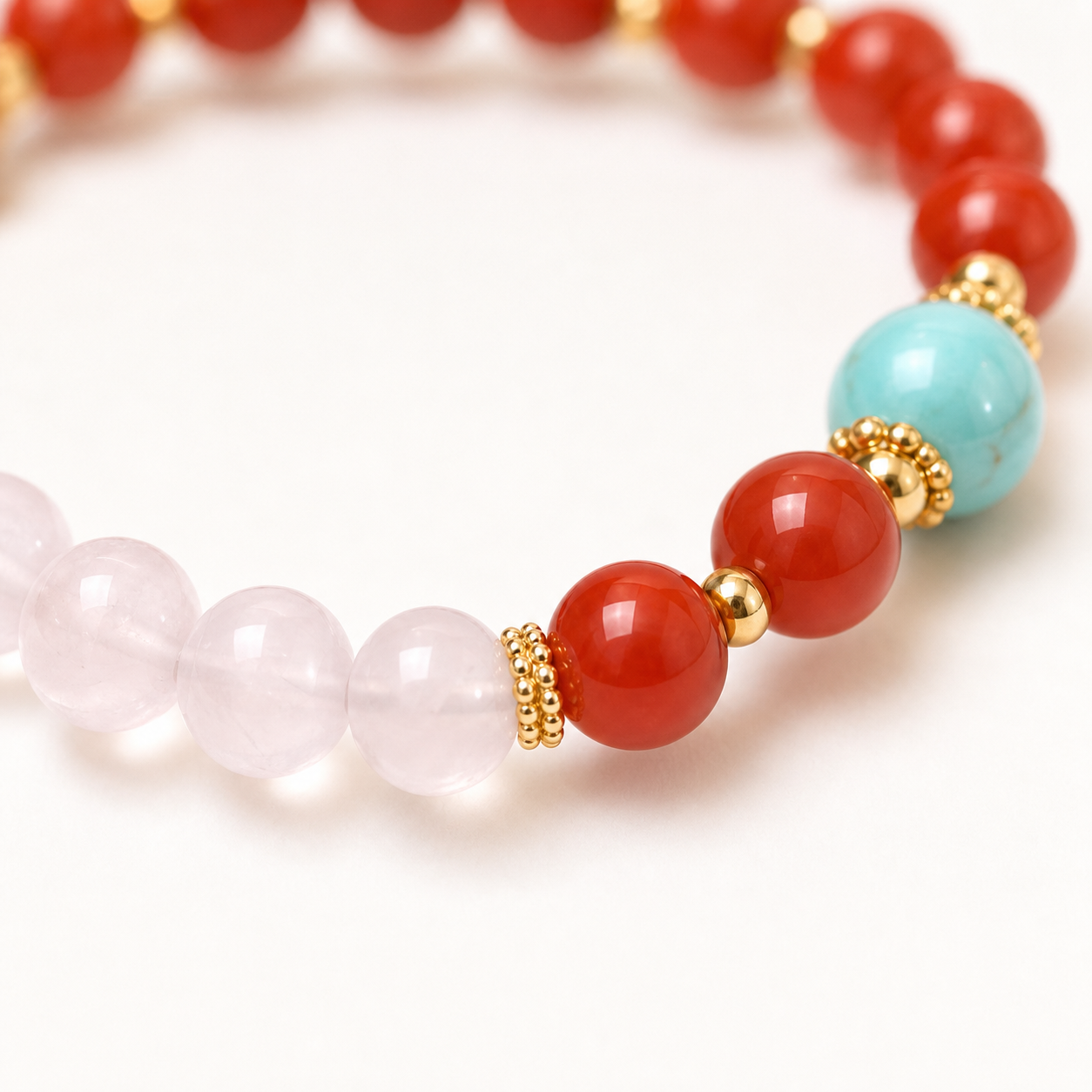 Red Nanhong Red Agate and Rose Quartz-Tone Bracelet product detail 2