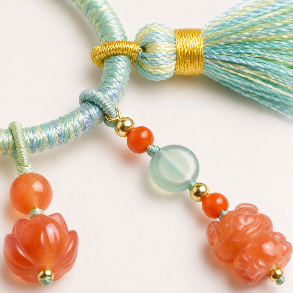 Green Cord Nanhong Red Agate Charm Bracelet product detail 2