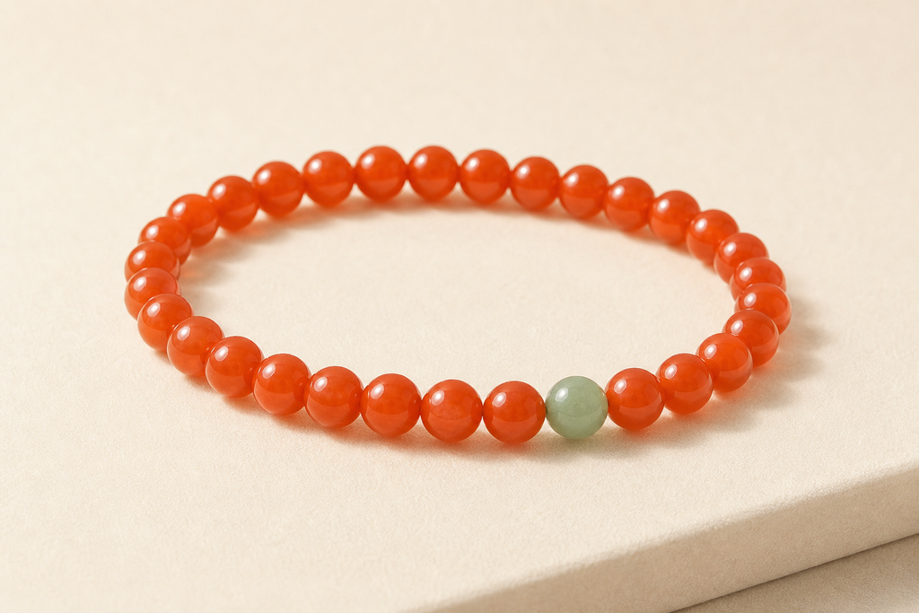 Layered Nanhong Red Agate Bead Bracelet Set single product image 4