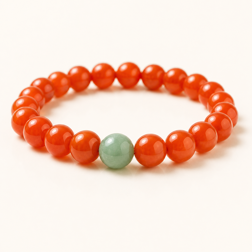 Layered Nanhong Red Agate Bead Bracelet Set single product image 2