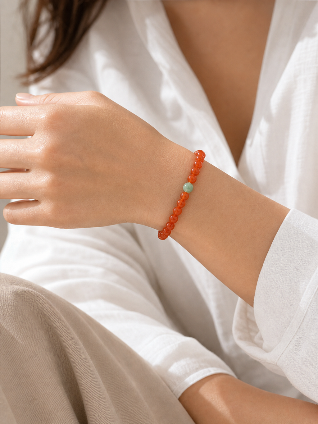 Layered Nanhong Red Agate Bead Bracelet Set single product image 3
